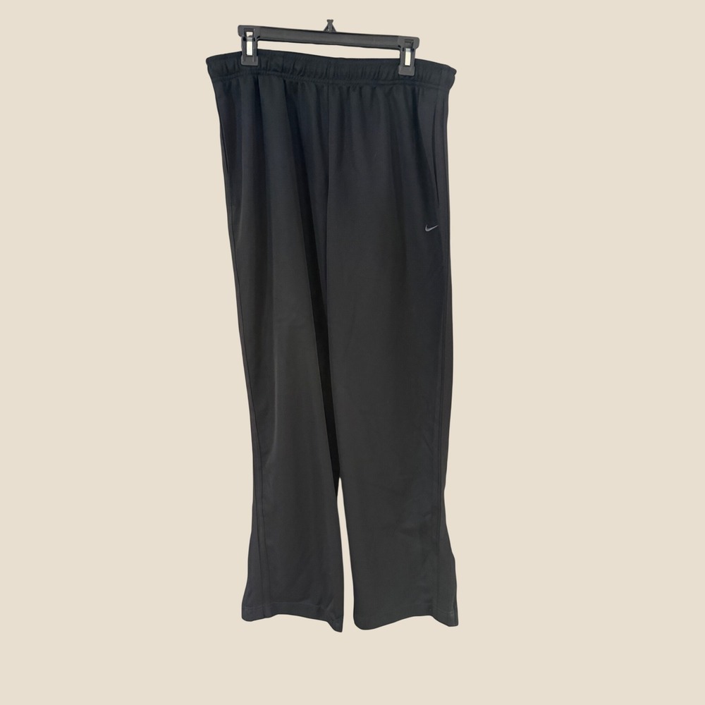 Nike Mens XL Black Track Pants Elastic Waist Zipper Ankle Activewear RN 56323